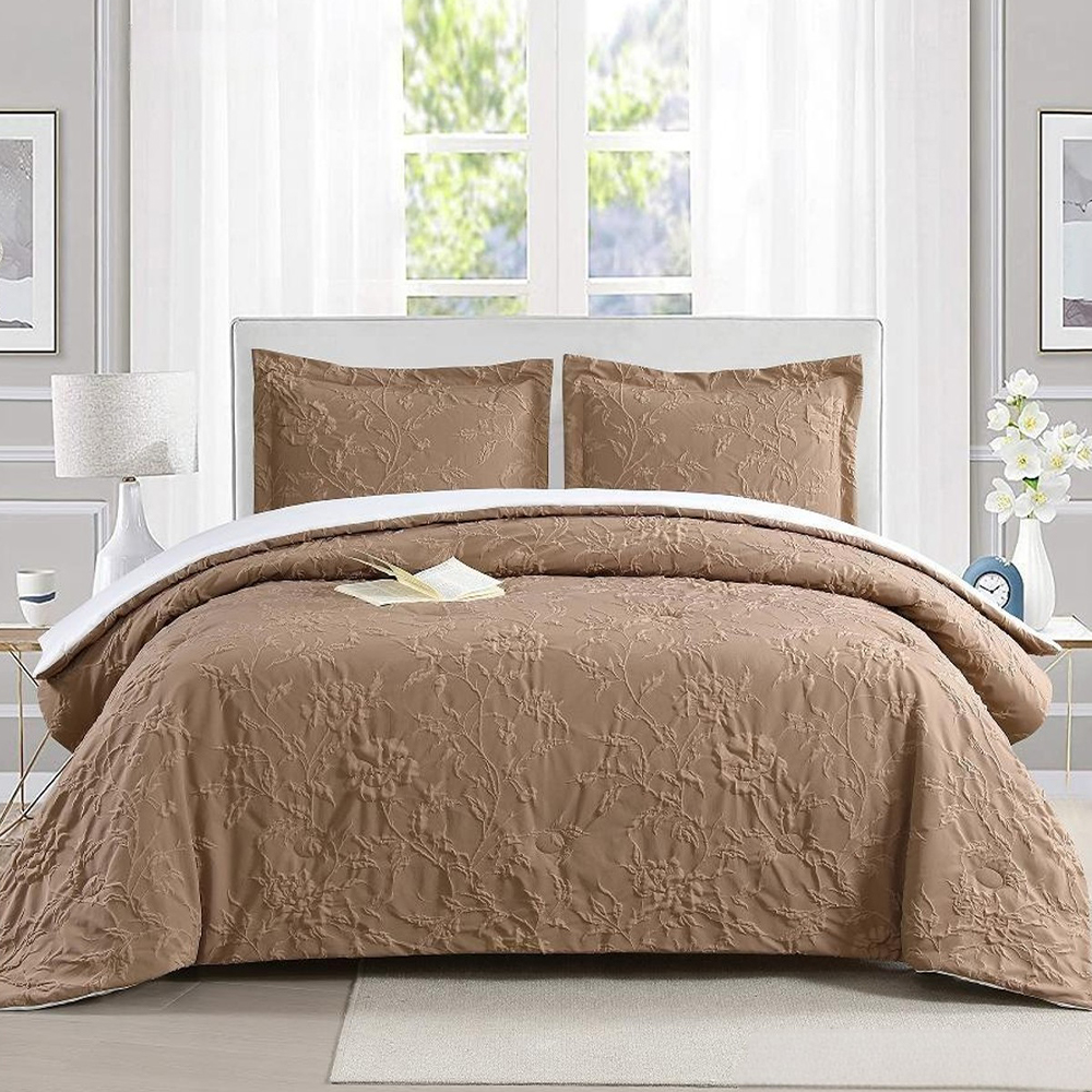 Set de lenjerie de pat pentru husă de pilota cu textura botanică florală în relief minerală