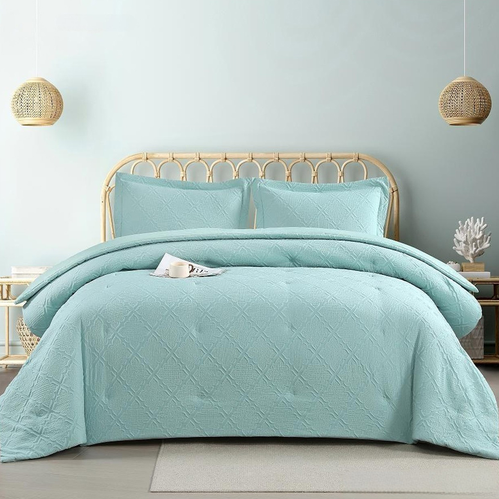 Set de husă de pilotă Lusso cu textura geometrică în relief cu diamante Set de lenjerie de pat
