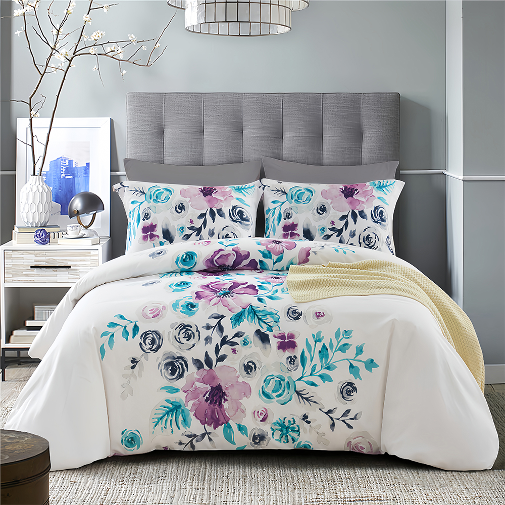 Set de husă de pilotă cu imprimeu floral și botanic Sianna Set de lenjerie de pat
