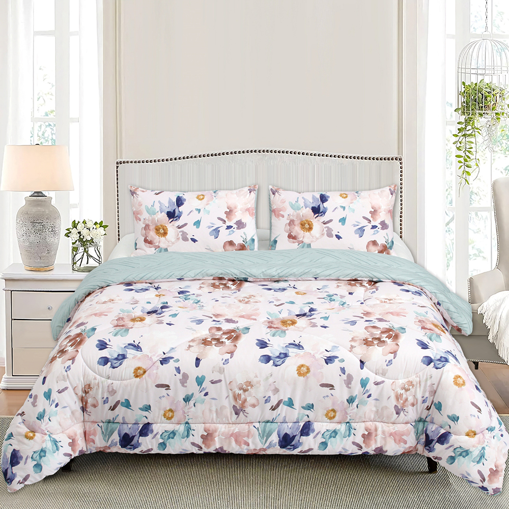 Set de pat reversibil cu imprimeu floral Greta
