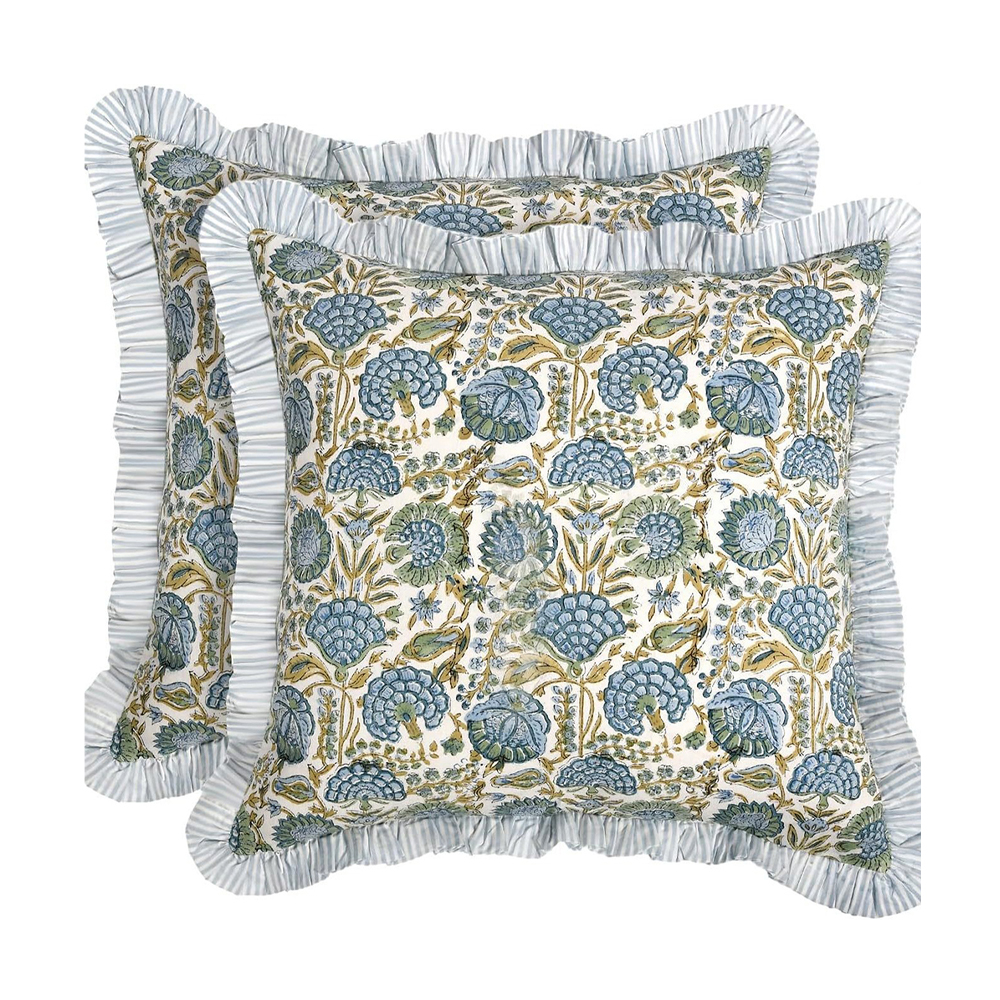 Perna decor cu imprimeu floral cu marginea cu volan