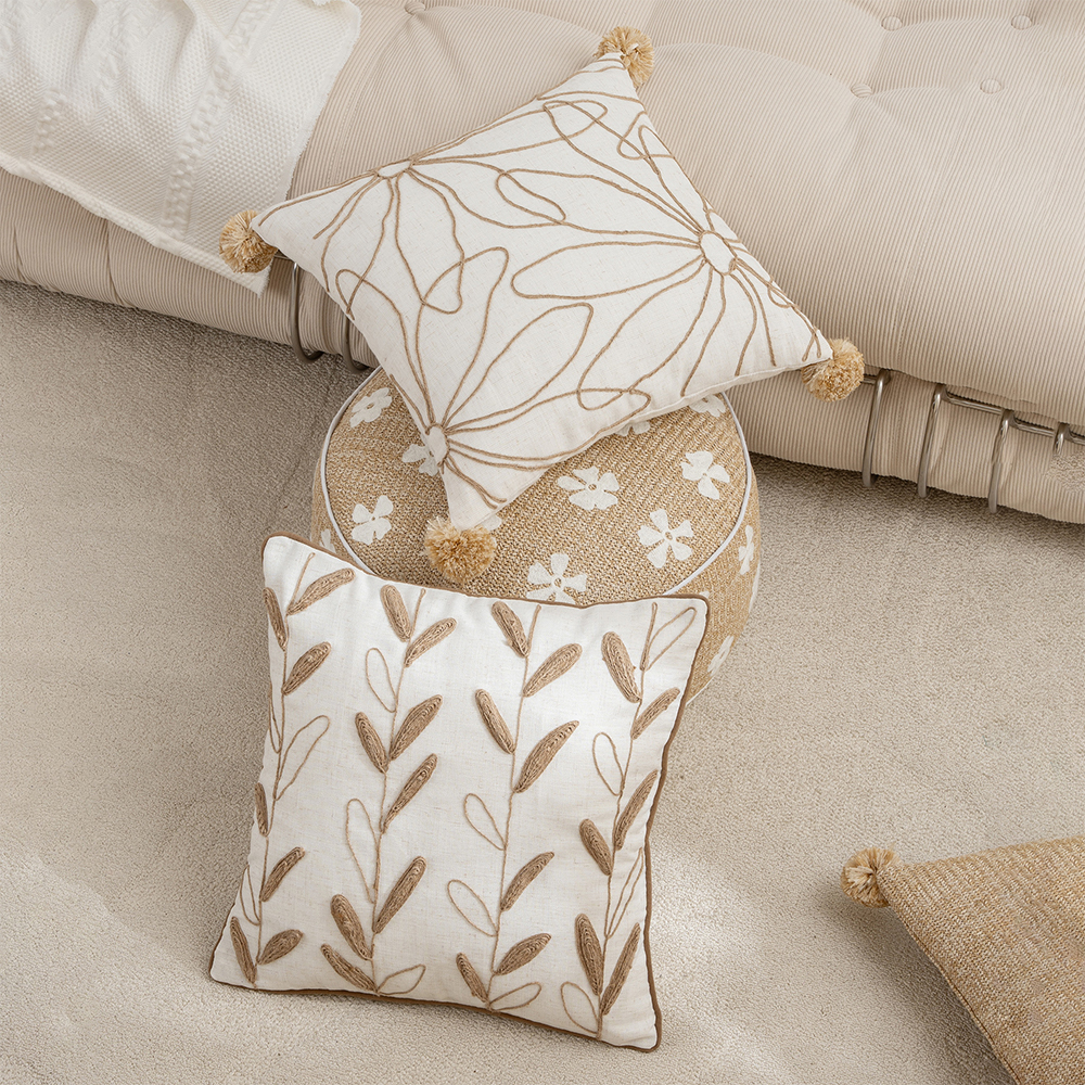Perna broderie franghie florala perna deco