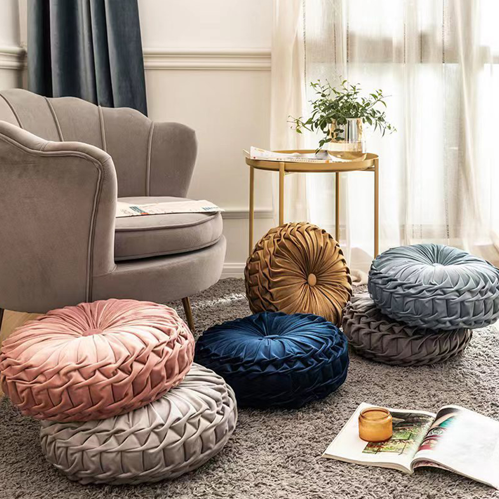 Perna de catifea cu pliuri rotunde perna deco
